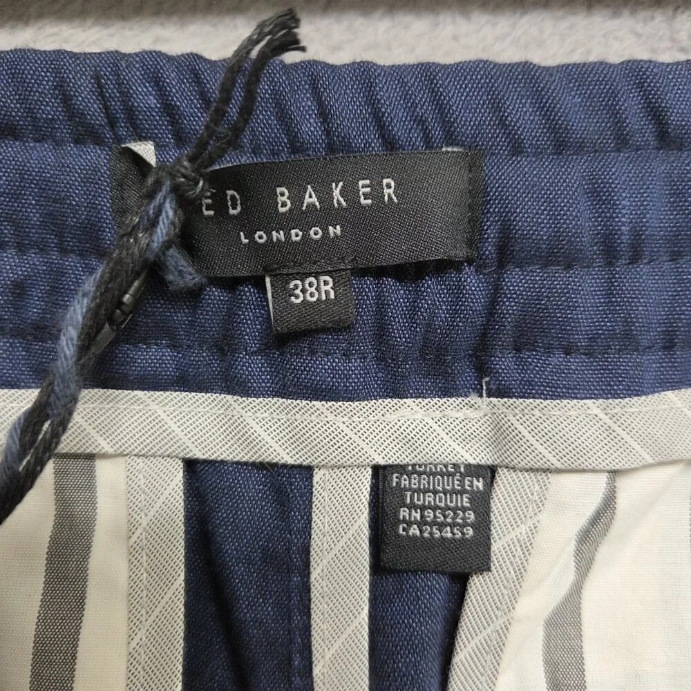 Ted Baker Pants Mens 38 Regular Yucctro Linen Blend Drawstring Slim Fit Trouser